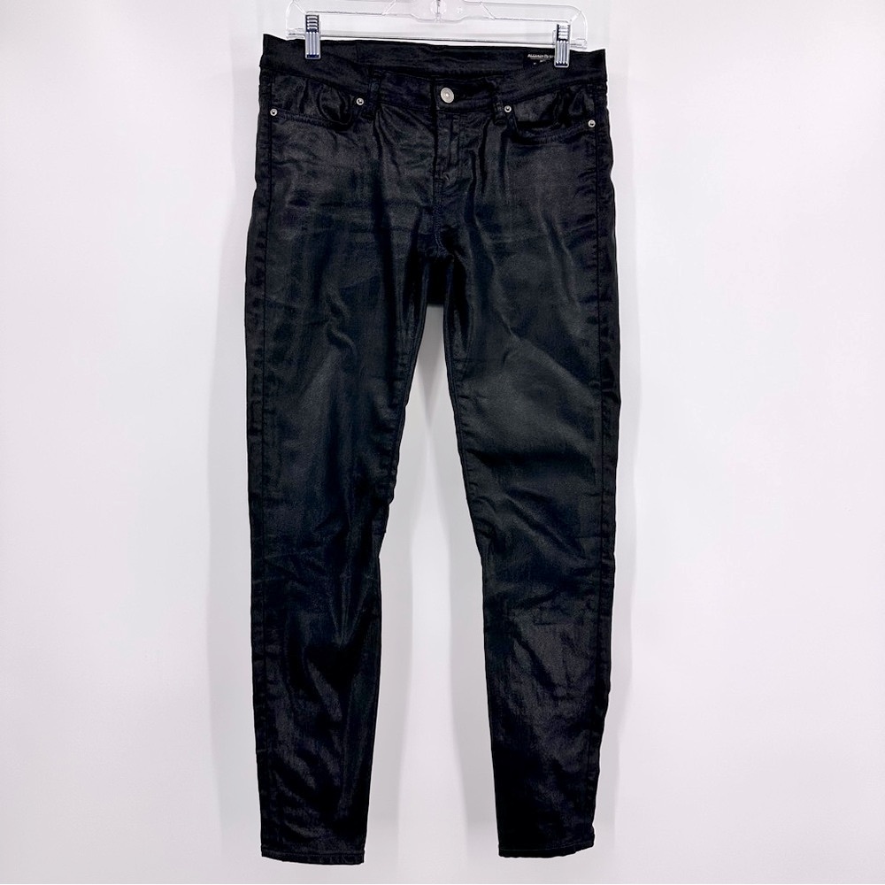 AllSaints Spitalfields Petrel Brodie Waxed Jeans Pants Black Size 29